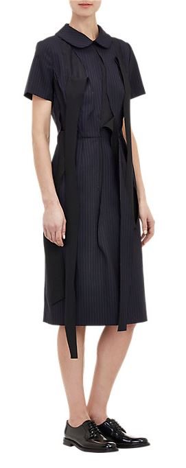Comme de Garcons Slashed Pinstripe Dress at Barneys; just right for someone's office, but not mine