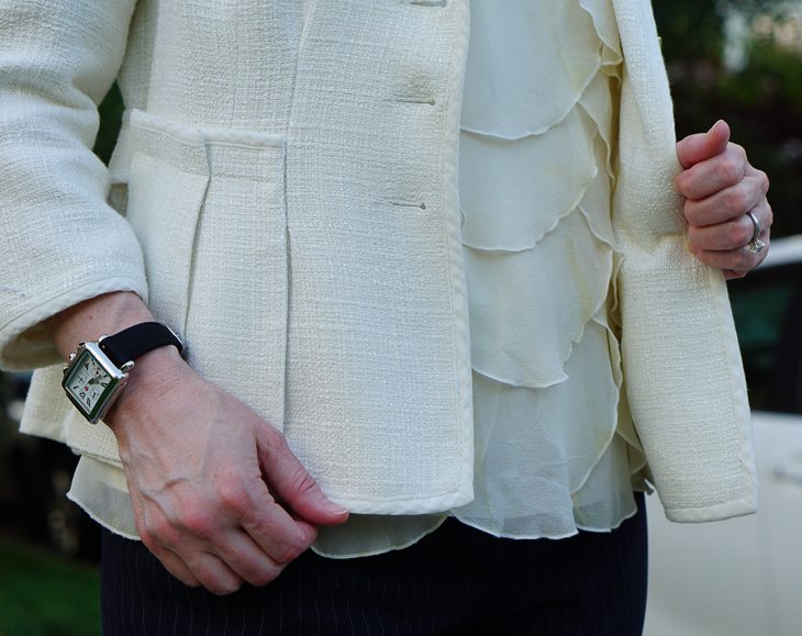Ivory blouse under jacket