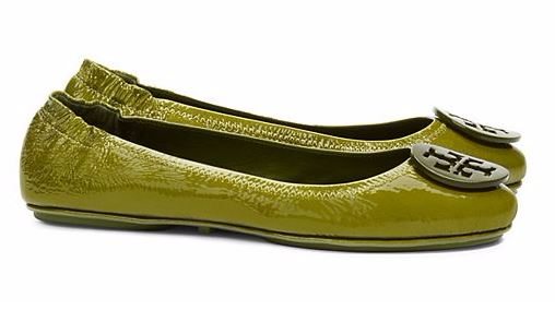 Tory Burch Minnie Travel Ballet in Olive