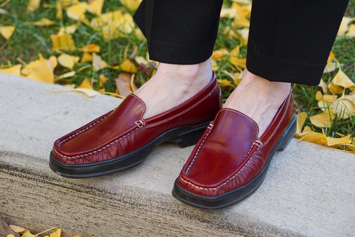 I particularly like the top-stitching on these loafers, although it makes them very sporty