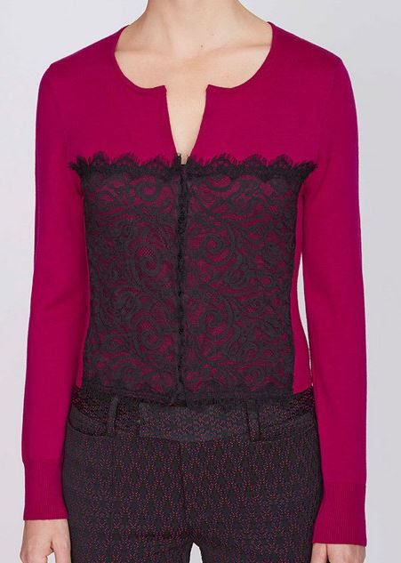 Nanette Lepore Corset Cardi; showing this in fuschia so that you can see the design, but would buy it in black