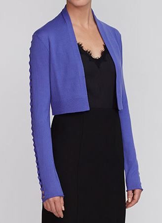 Nanette Lepore Side Stitch Cardi; comes in black and steel grey, which would be my choices