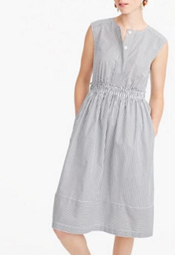 JCrew Cap Sleeve Dress in Shirting Stripe