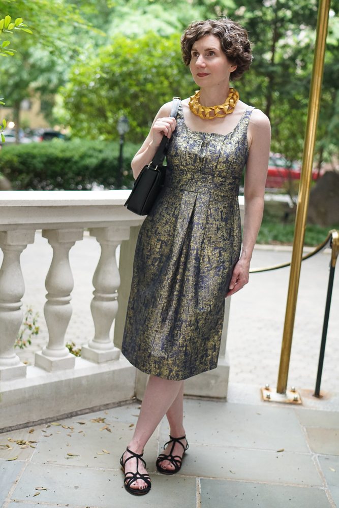 Option 2: A gold foil dress