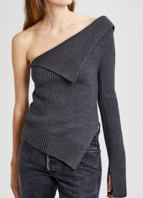 Theory Felted Knit Off the Shoulder Sweater; I feel that this could look very charming with a menswear shirt underneath
